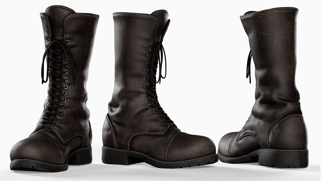 Download game ready 3d boots model with low polygon geometry