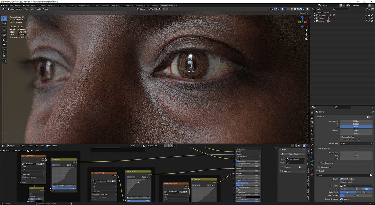 Download blender render scene with skin shader and HDRI lighting