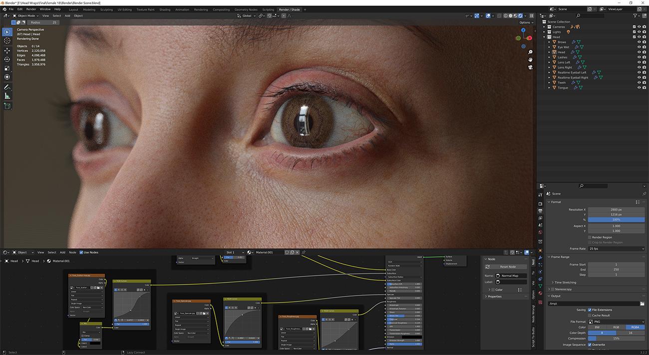 Download blender render scene with skin shader and HDRI lighting