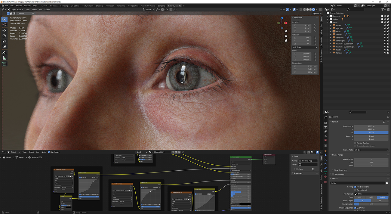 Download blender render scene with skin shader and HDRI lighting