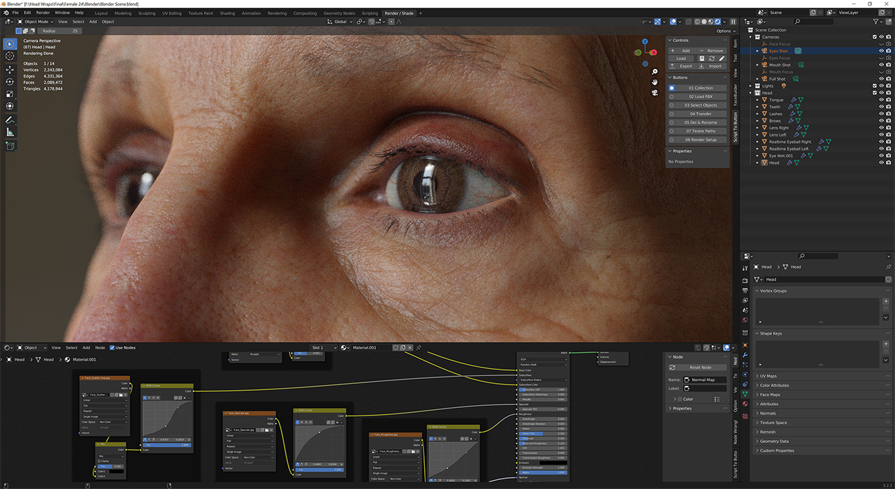 Download blender render scene with skin shader and HDRI lighting