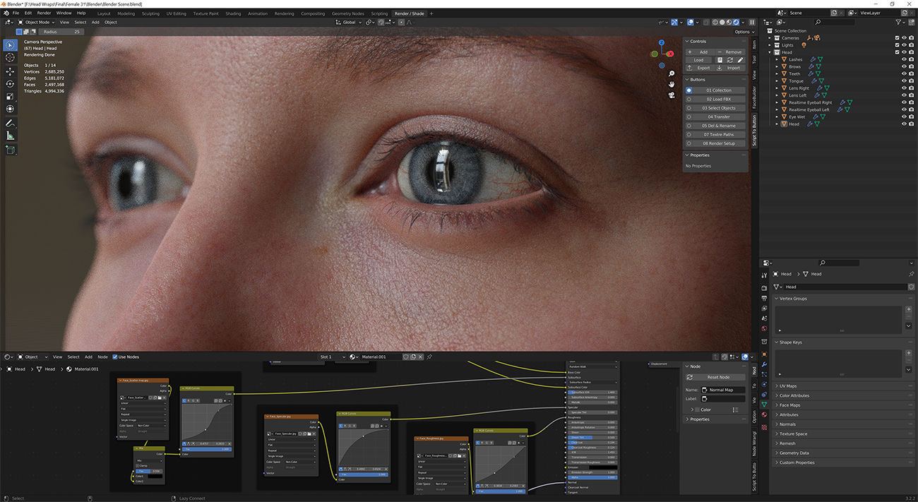 Download blender render scene with skin shader and HDRI lighting