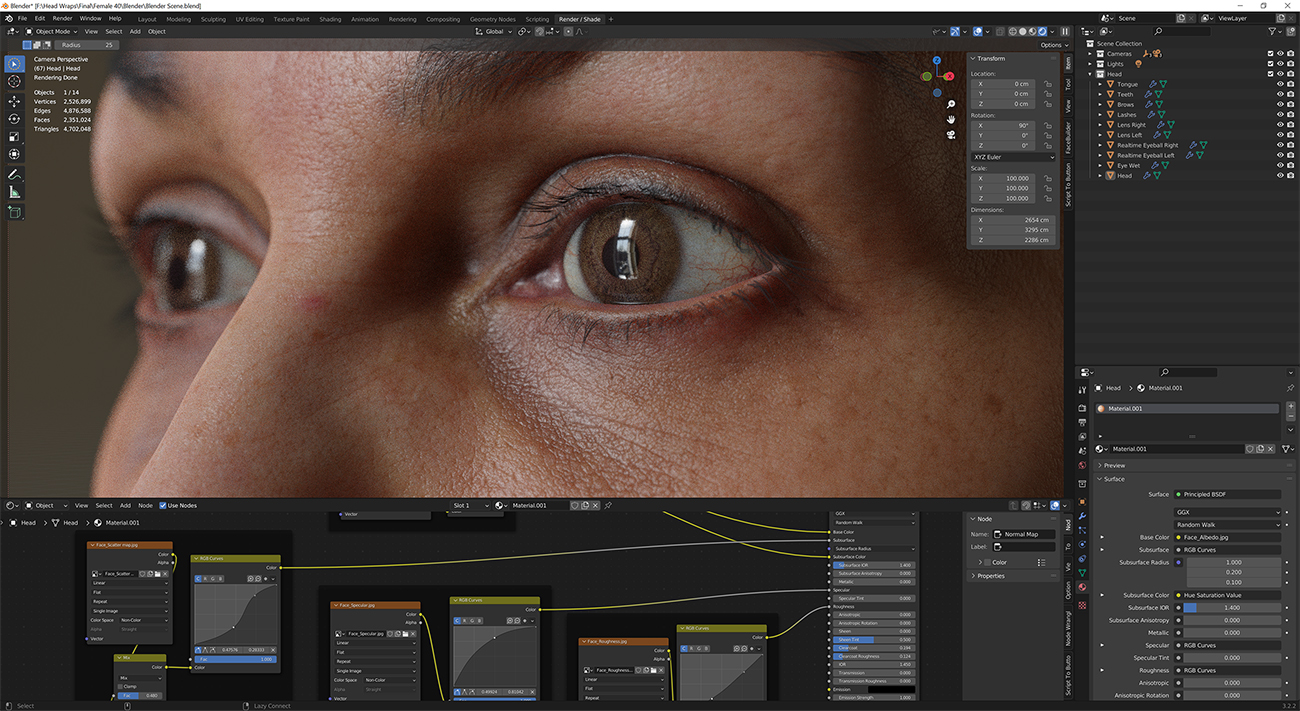 Download blender render scene with skin shader and HDRI lighting