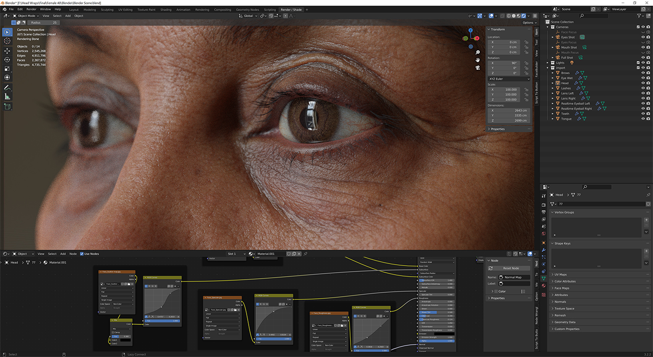 Download blender render scene with skin shader and HDRI lighting