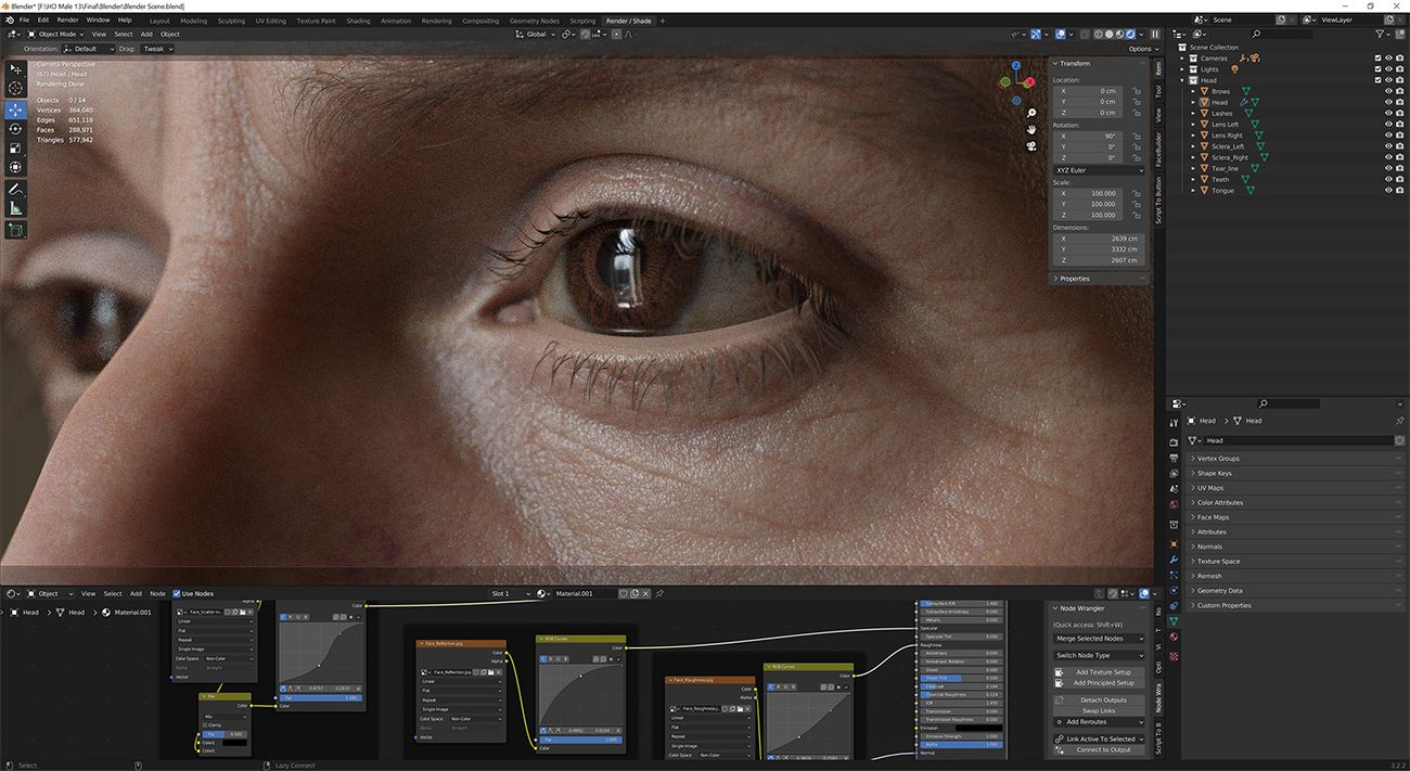 Download blender render scene with skin shader and HDRI lighting