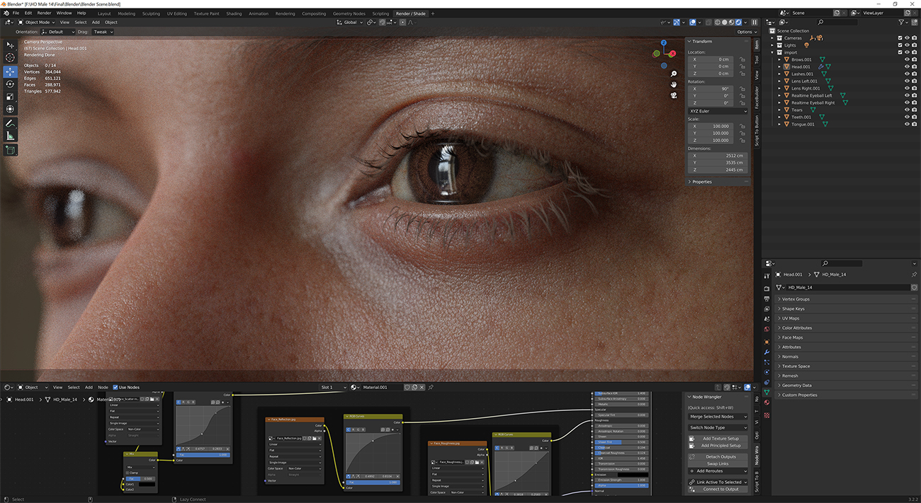 Download blender render scene with skin shader and HDRI lighting