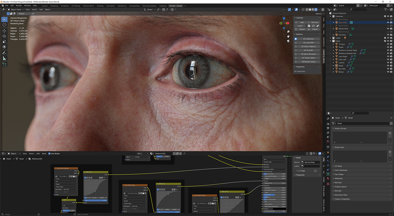 Download blender render scene with skin shader and HDRI lighting