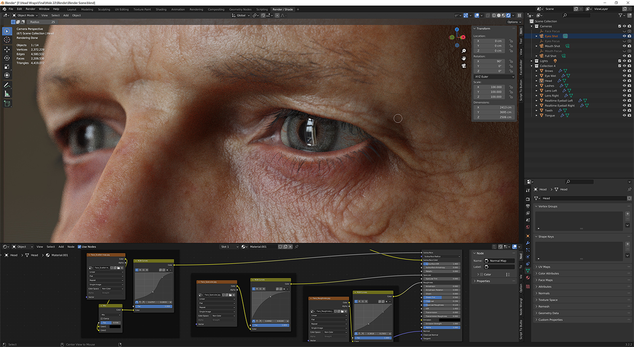 Download blender render scene with skin shader and HDRI lighting