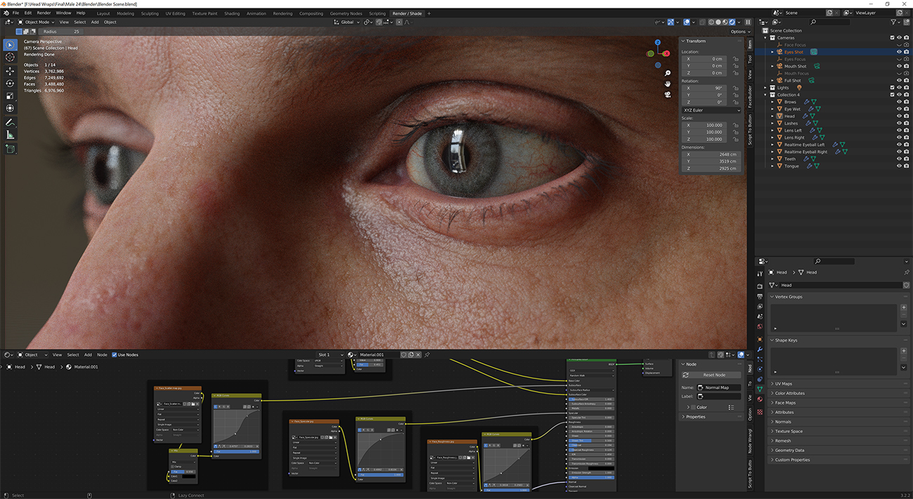 Download blender render scene with skin shader and HDRI lighting