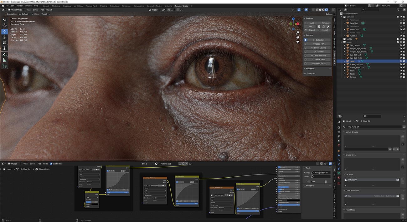 Download blender render scene with skin shader and HDRI lighting