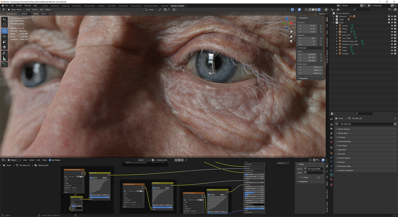 Download blender render scene with skin shader and HDRI lighting