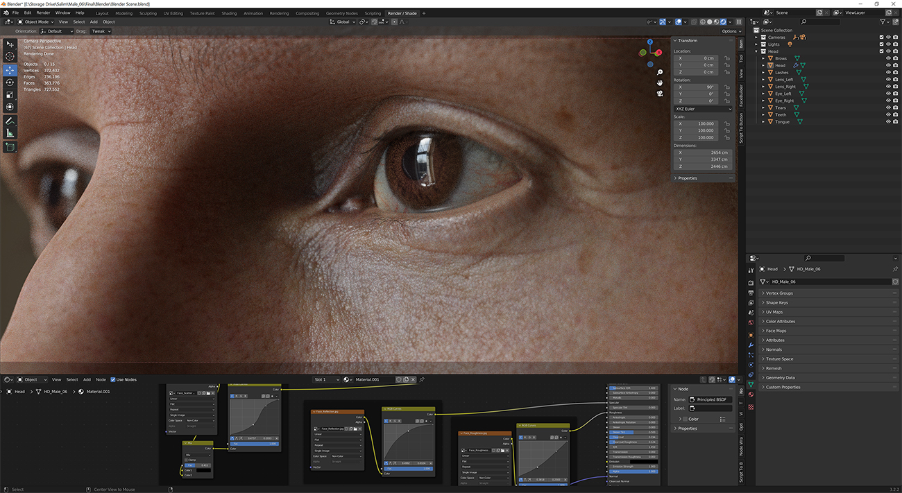 Download blender render scene with skin shader and HDRI lighting