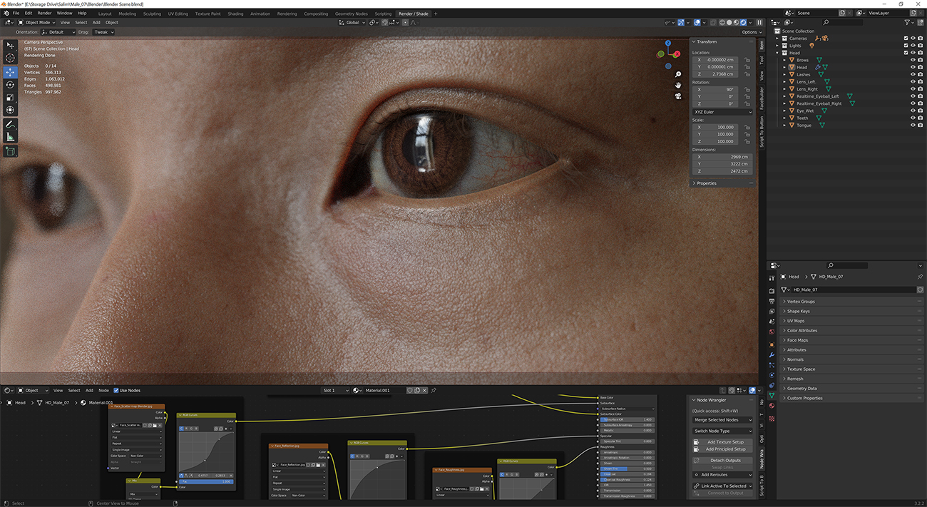 Download blender render scene with skin shader and HDRI lighting