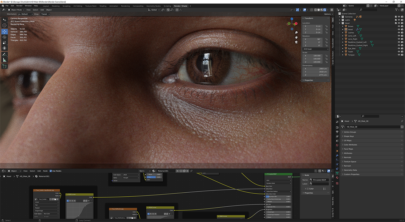 Download blender render scene with skin shader and HDRI lighting