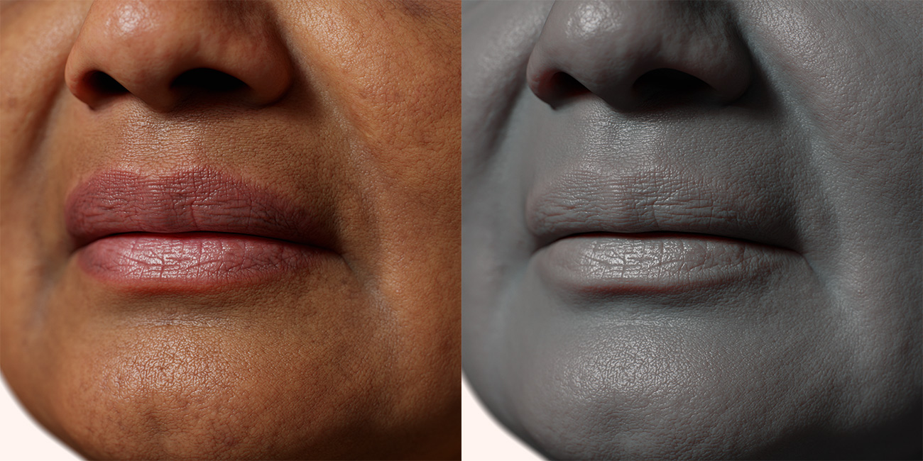 Female head scan skin pore details 