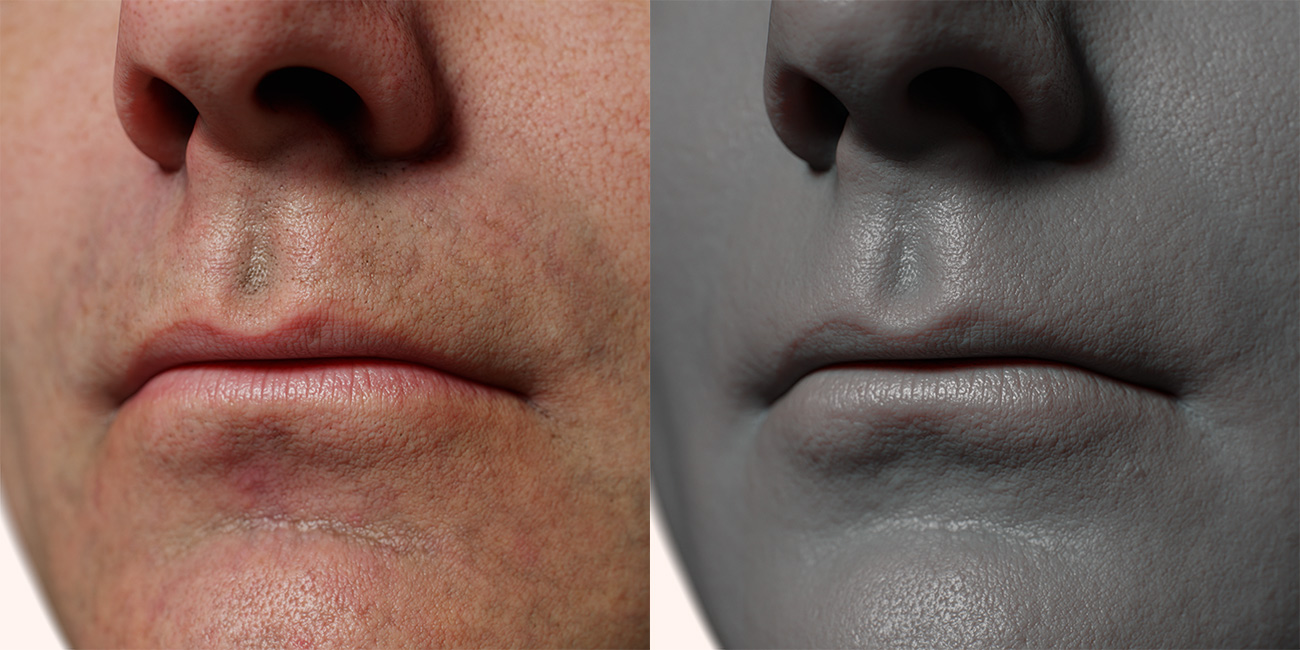 Male head scan skin pore details 