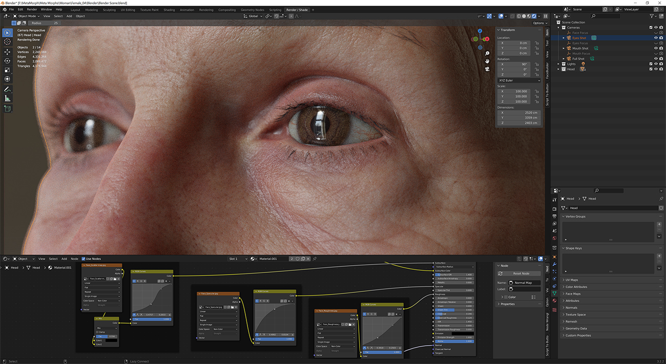 Skin shading in Blender 