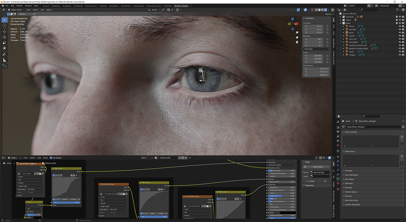 Skin shading in Blender 