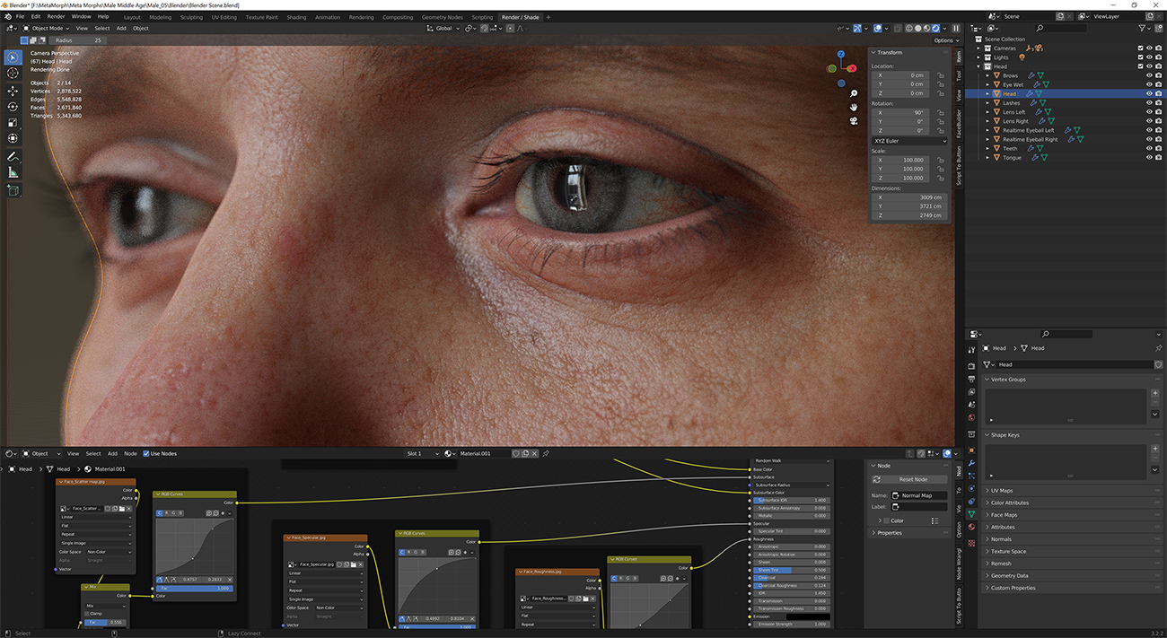 Skin shading in Blender 