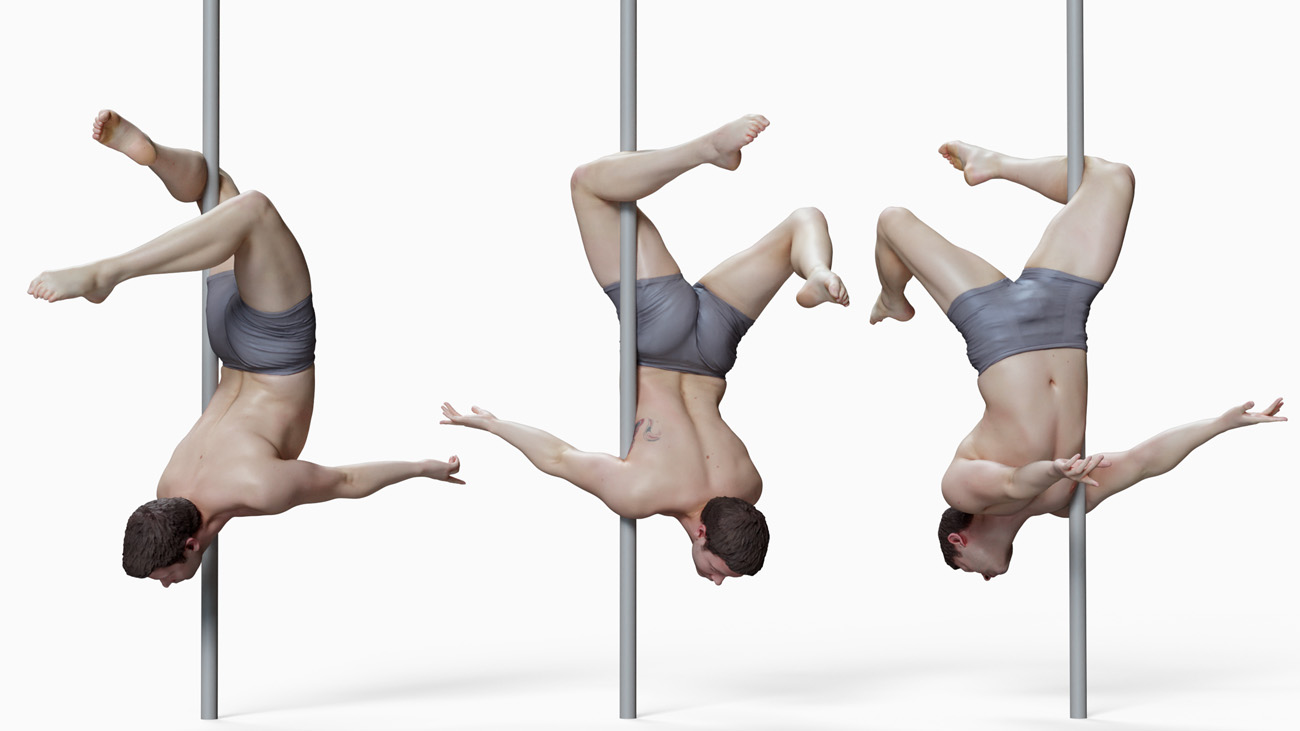 3D model of pole dancer: anatomy reference, download.