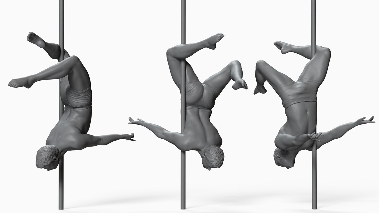 3D model of pole dancer: anatomy reference, download.