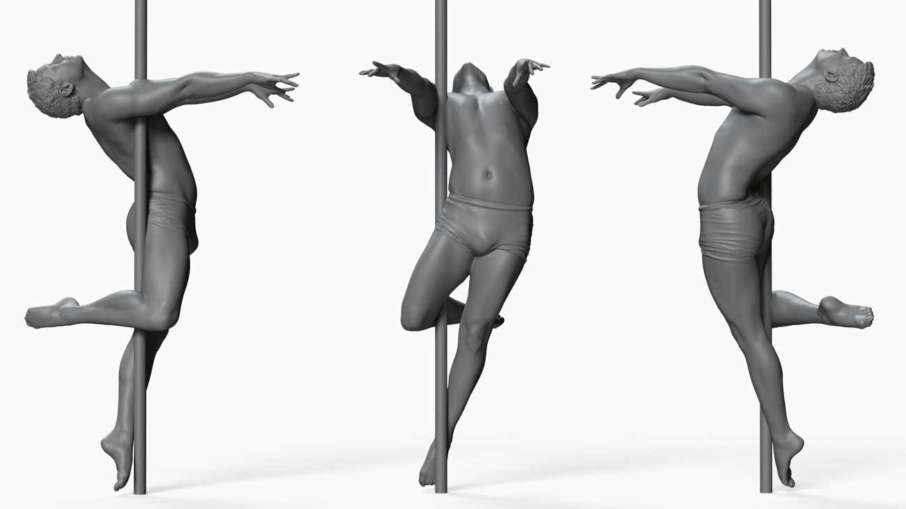 3D model of pole dancer: anatomy reference, download.