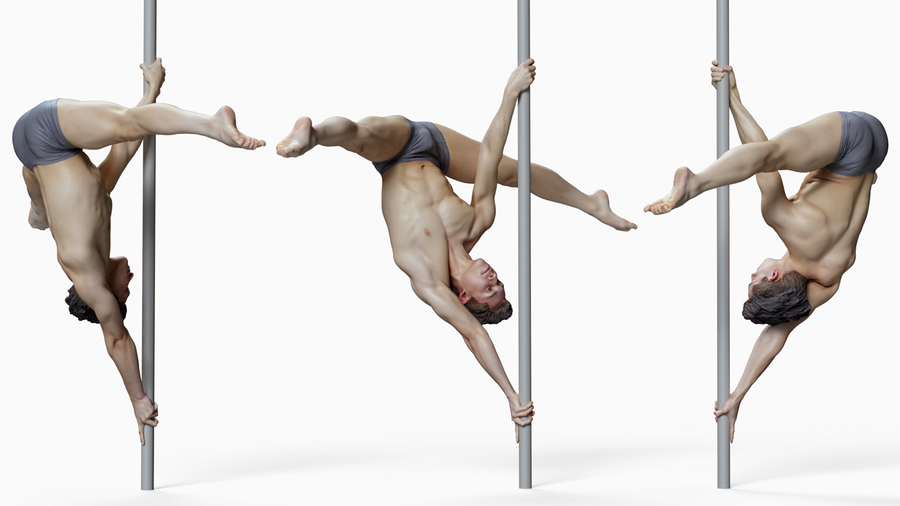 3D model of pole dancer: anatomy reference, download.