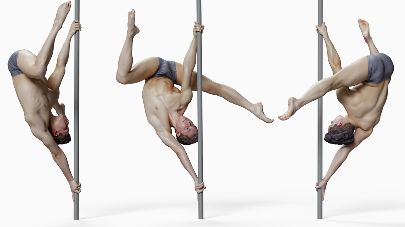 3D model of pole dancer: anatomy reference, download.