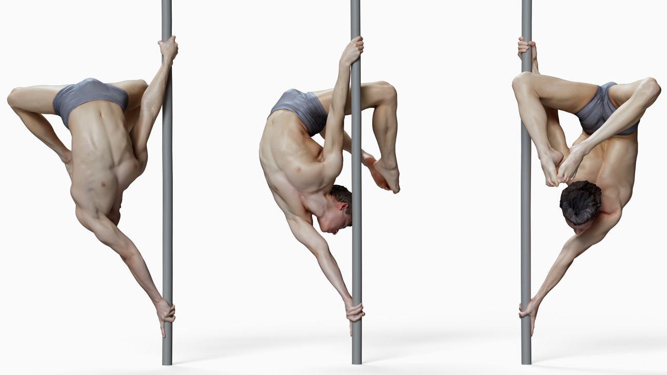 3D model of pole dancer: anatomy reference, download.