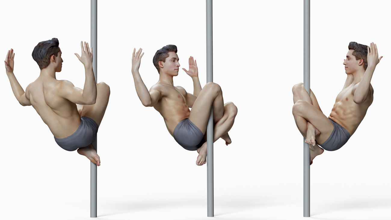 3D model of pole dancer: anatomy reference, download.