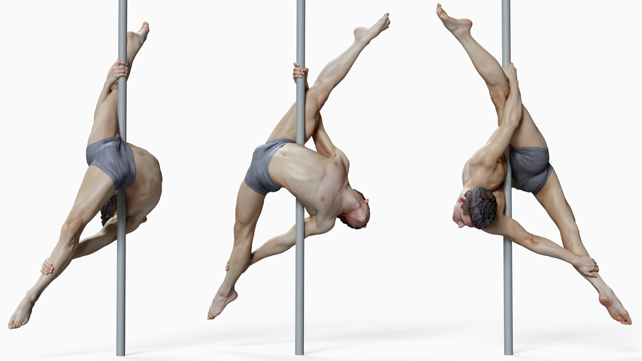 3D model of pole dancer: anatomy reference, download.