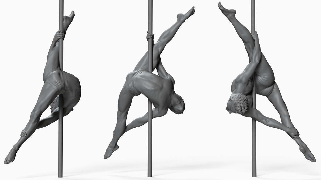 3D model of pole dancer: anatomy reference, download.