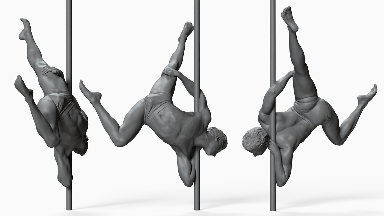 3D model of pole dancer: anatomy reference, download.