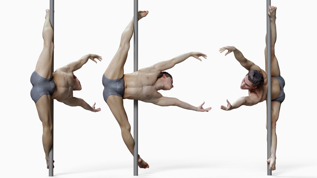 3D model of pole dancer: anatomy reference, download.