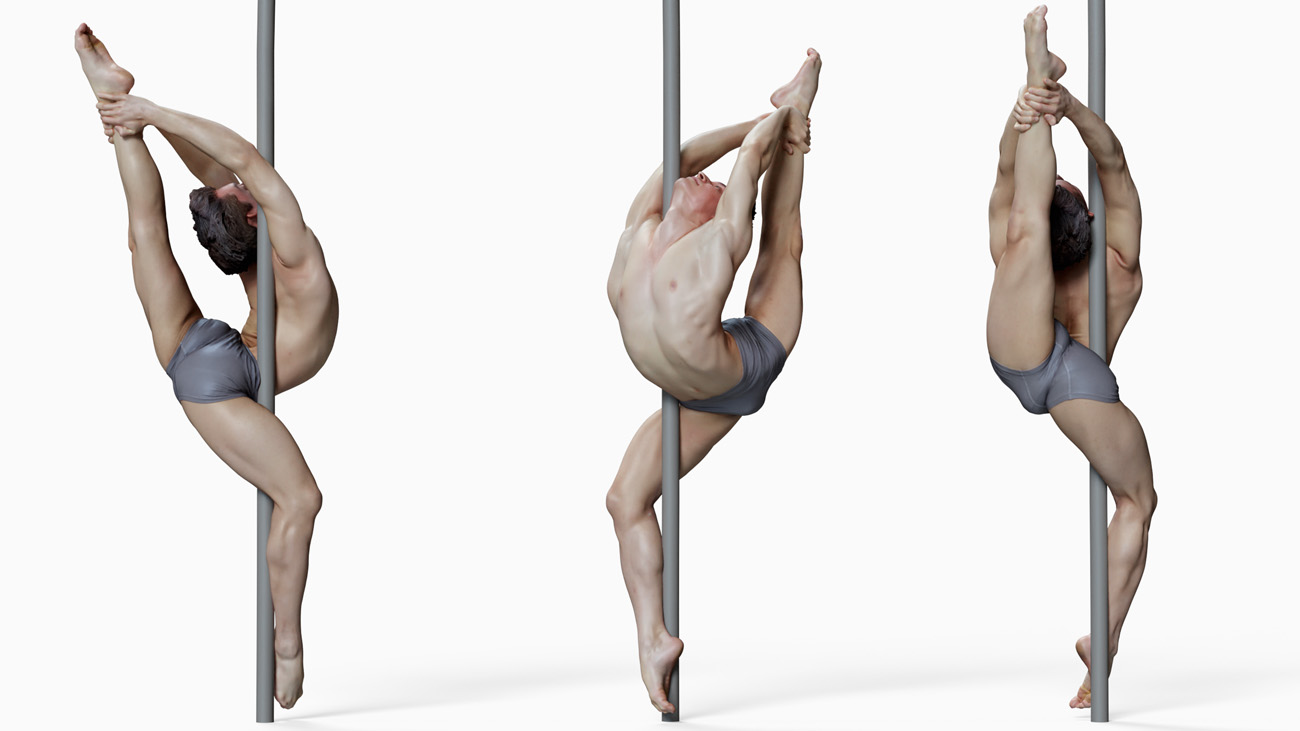 3D model of pole dancer: anatomy reference, download.