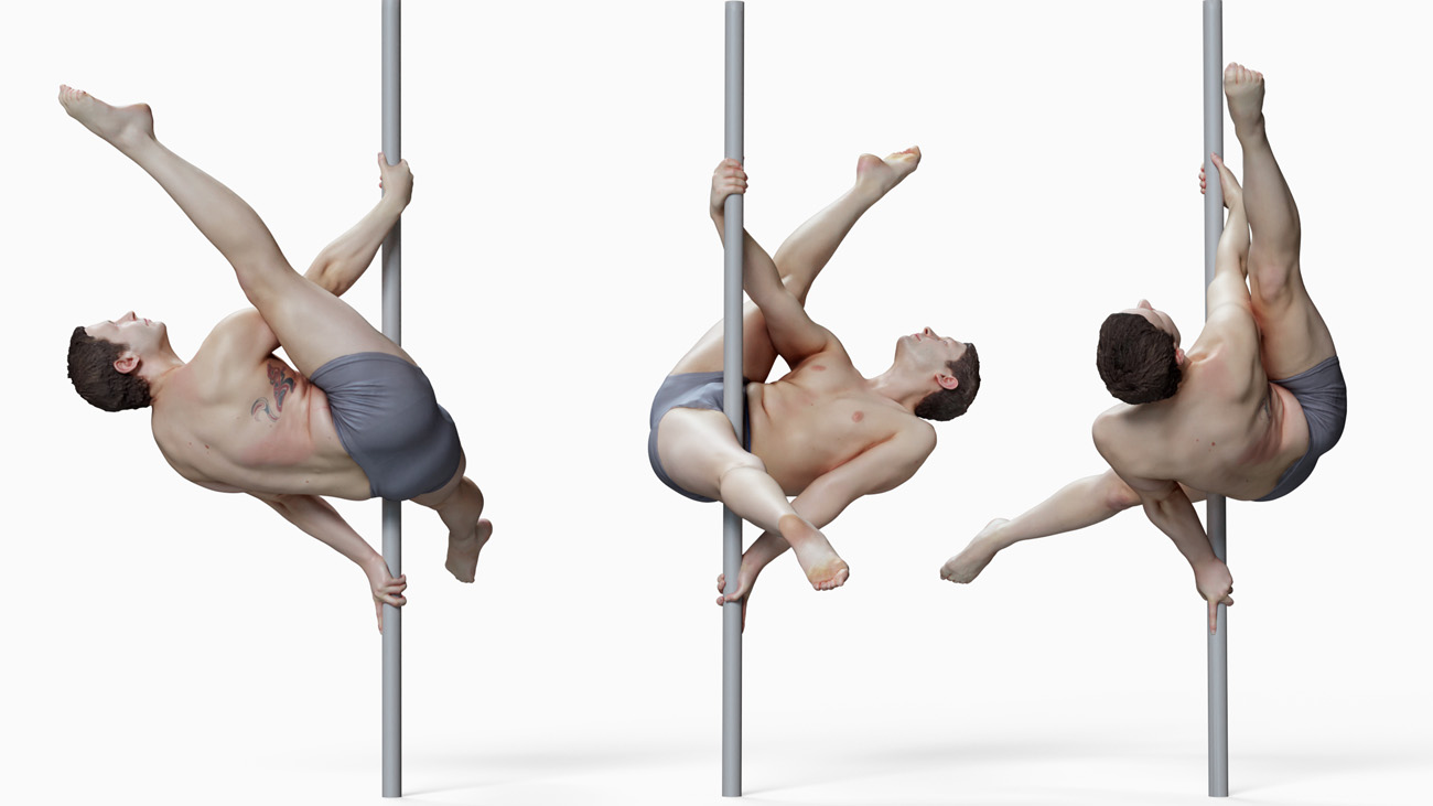 3D model of pole dancer: anatomy reference, download.