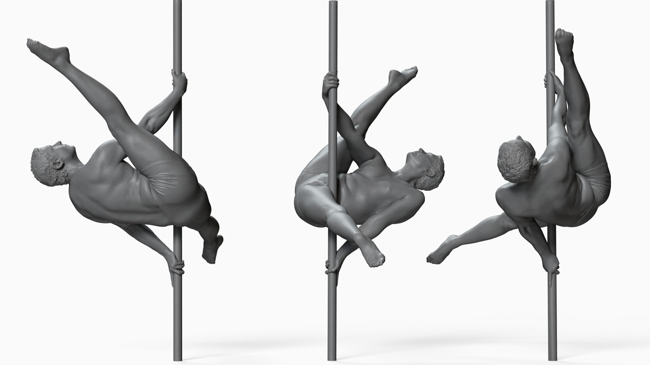 3D model of pole dancer: anatomy reference, download.