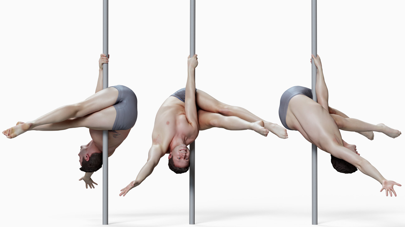 3D model of pole dancer: anatomy reference, download.