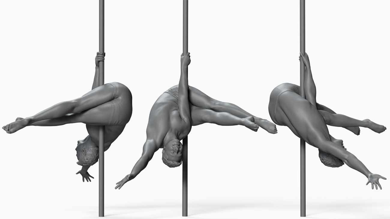 3D model of pole dancer: anatomy reference, download.