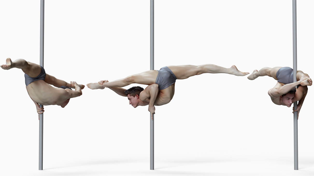 3D model of pole dancer: anatomy reference, download.