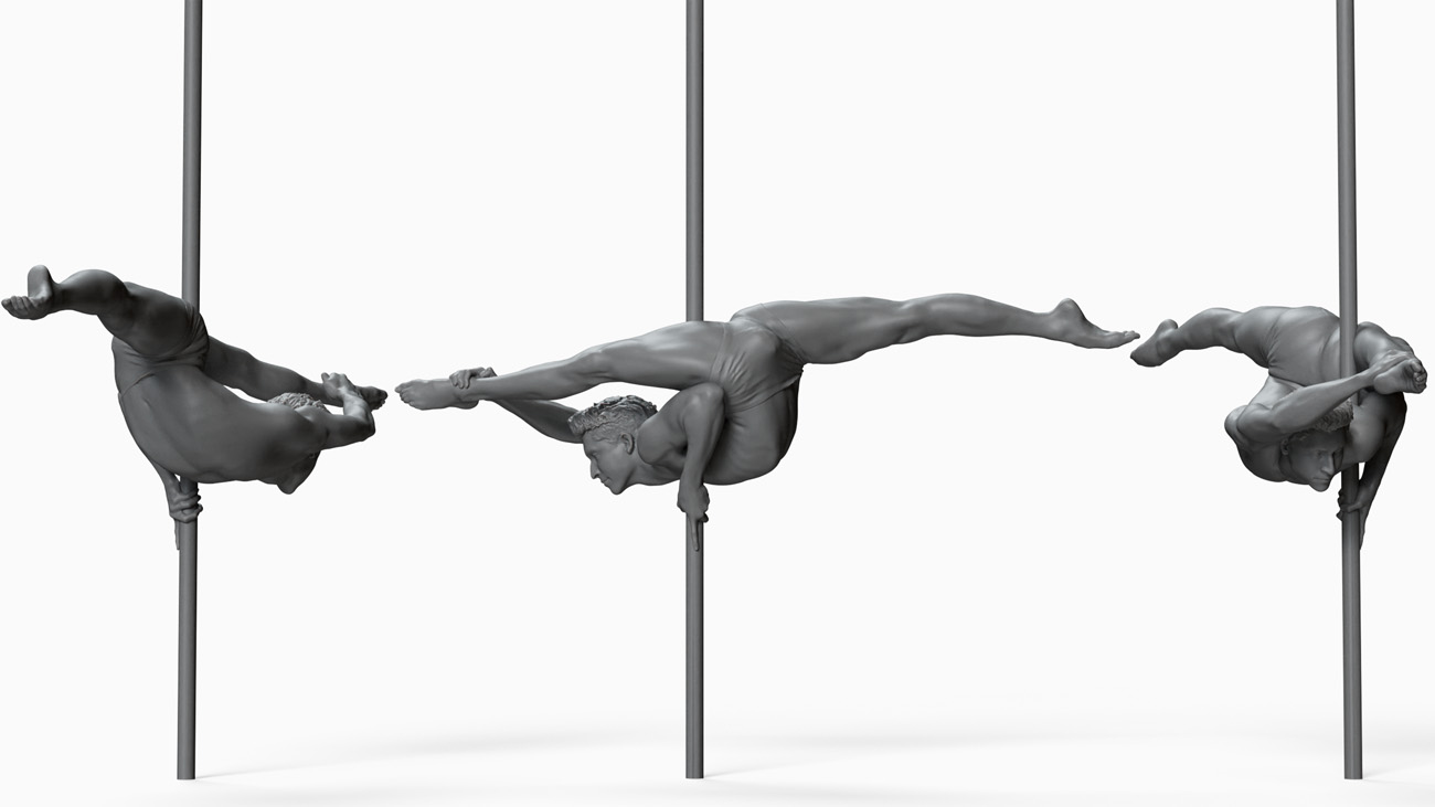 3D model of pole dancer: anatomy reference, download.