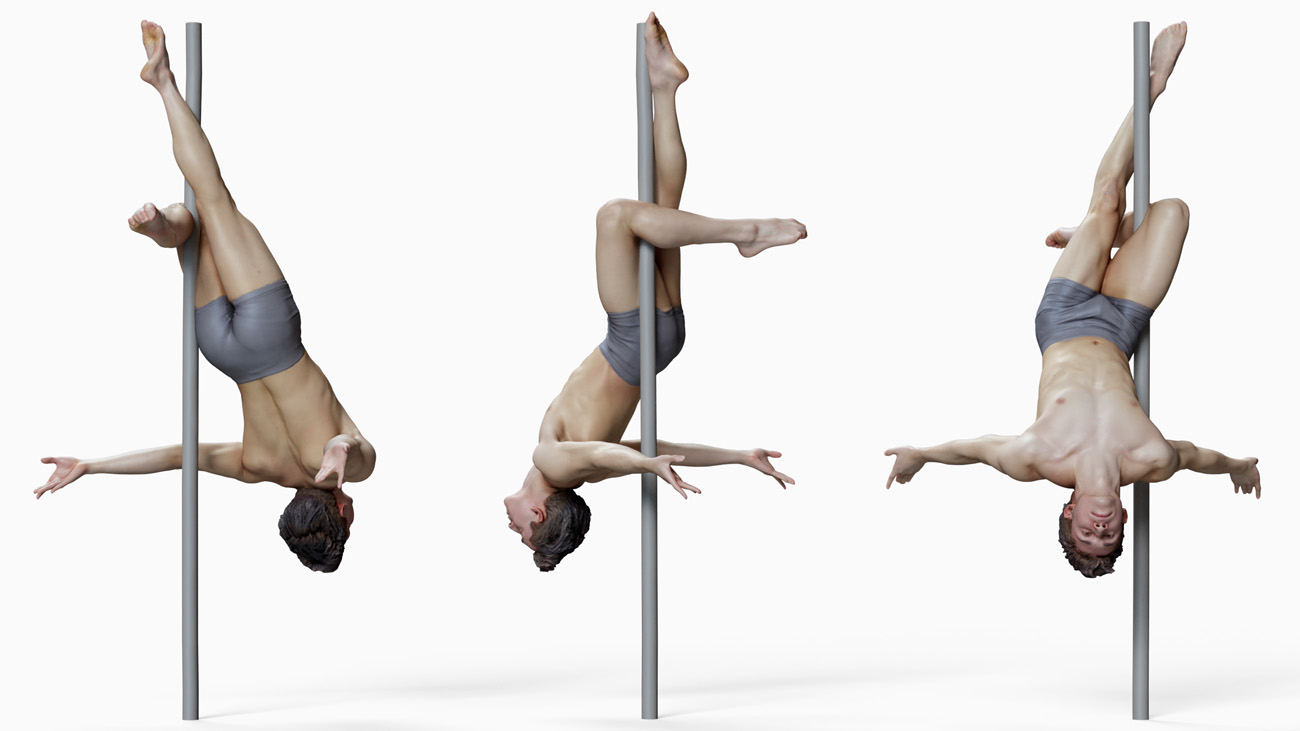 3D model of pole dancer: anatomy reference, download.