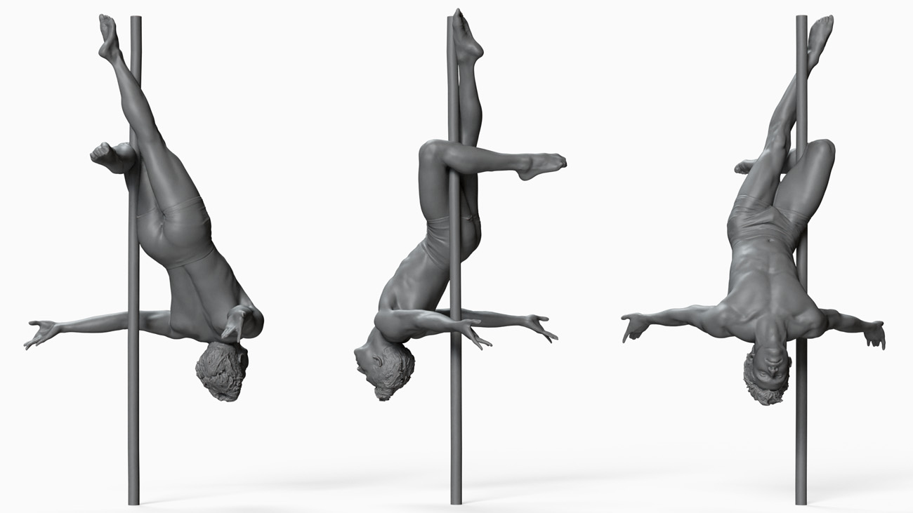 3D model of pole dancer: anatomy reference, download.