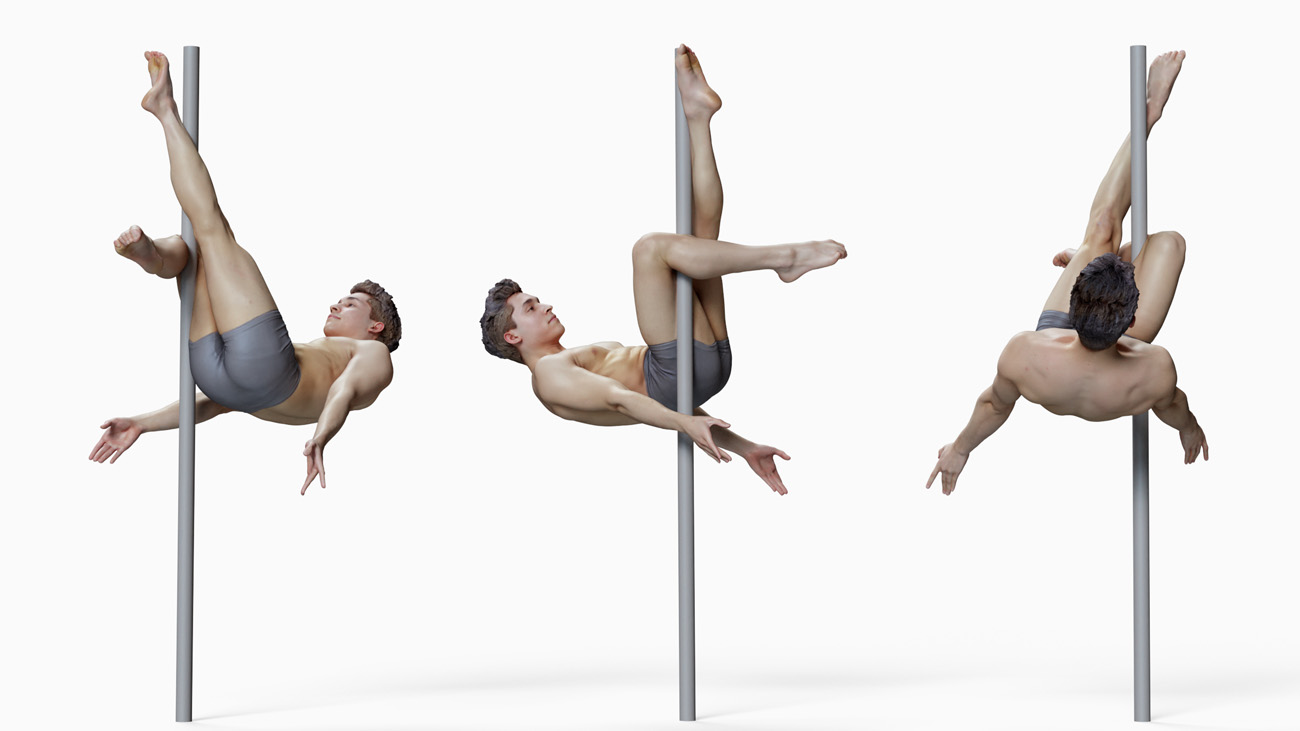 3D model of pole dancer: anatomy reference, download.