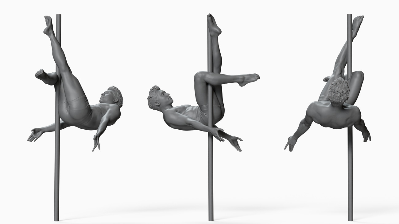 3D model of pole dancer: anatomy reference, download.