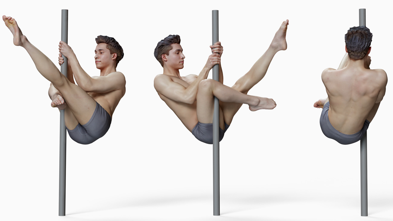 3D model of pole dancer: anatomy reference, download.