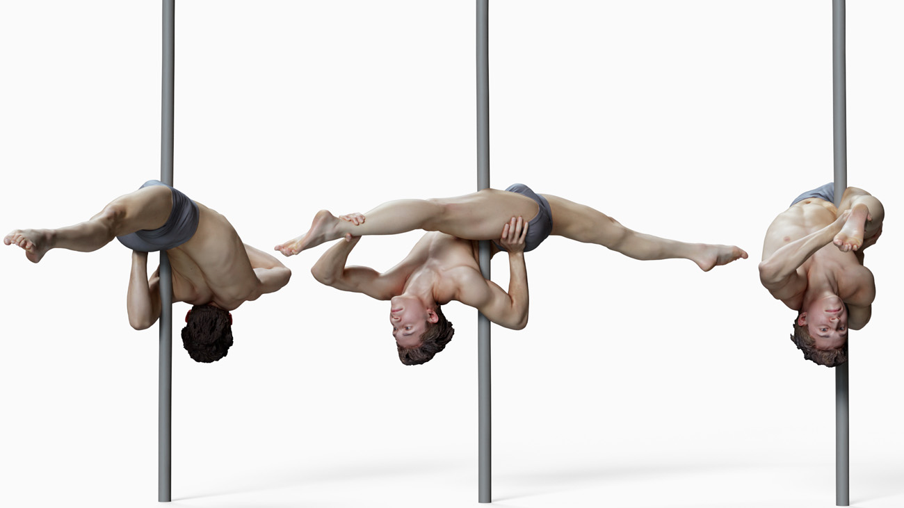 3D model of pole dancer: anatomy reference, download.