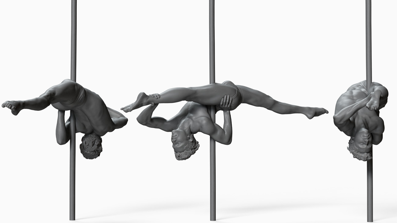 3D model of pole dancer: anatomy reference, download.