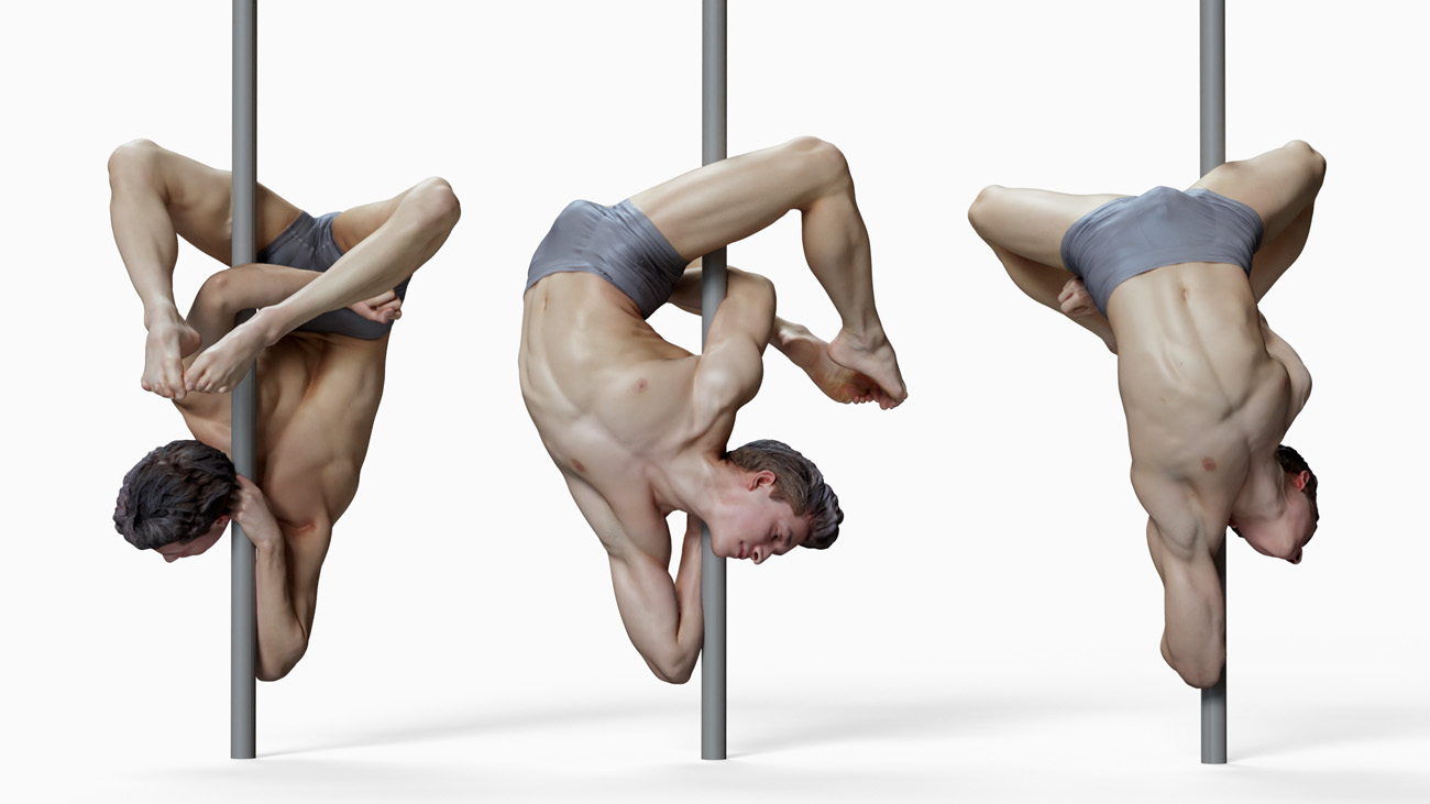 3D model of pole dancer: anatomy reference, download.