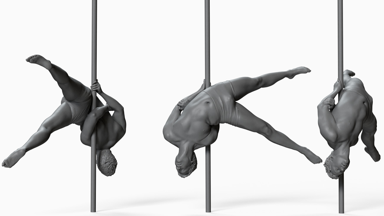 3D model of pole dancer: anatomy reference, download.